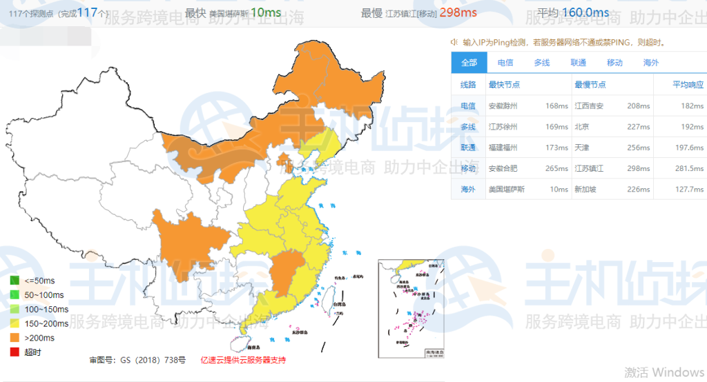 Hostinger全国PING值延迟测试